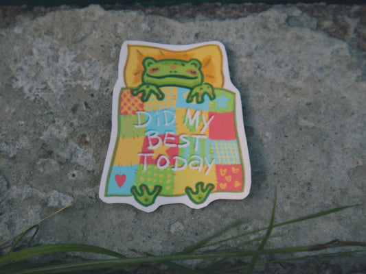 Did my best today Frog Sticker