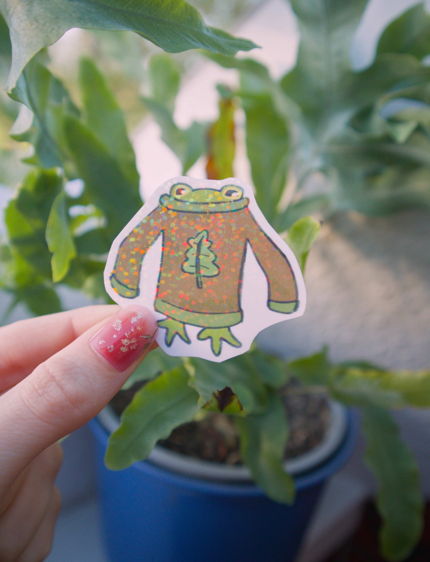 Frog in Oversized Sweater Sticker