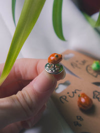 Green Frog and Brown Toad Pin
