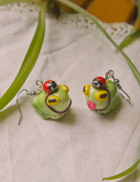 Frog and Ladybug Earrings