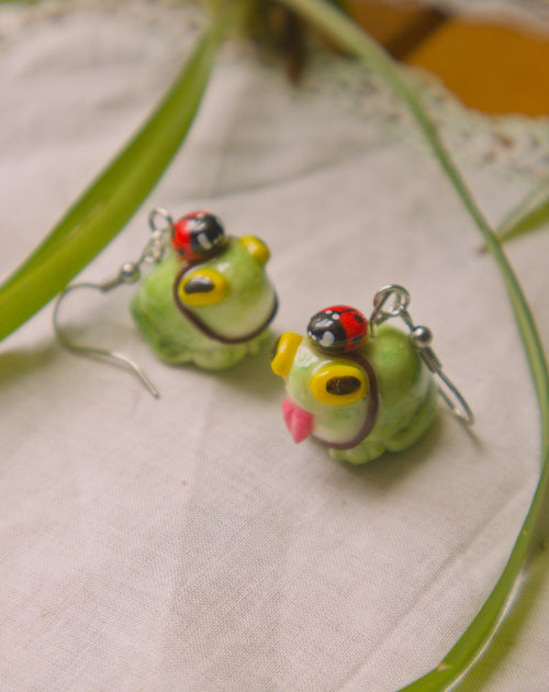 Frog and Ladybug Earrings