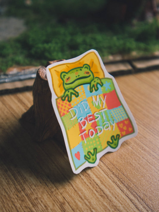 Did my best today Frog Sticker