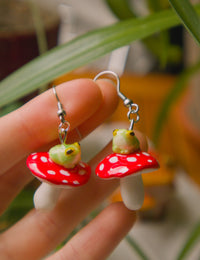 Mushroom Frogs Earrings