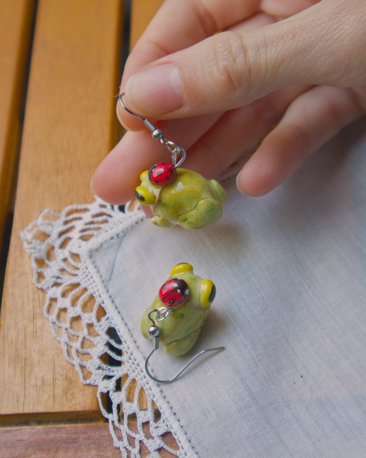 Frog and Ladybug Earrings