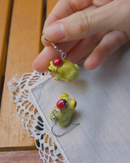 Frog and Ladybug Earrings