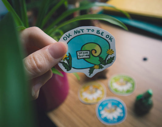 "It's okay not to be ok" snail sticker