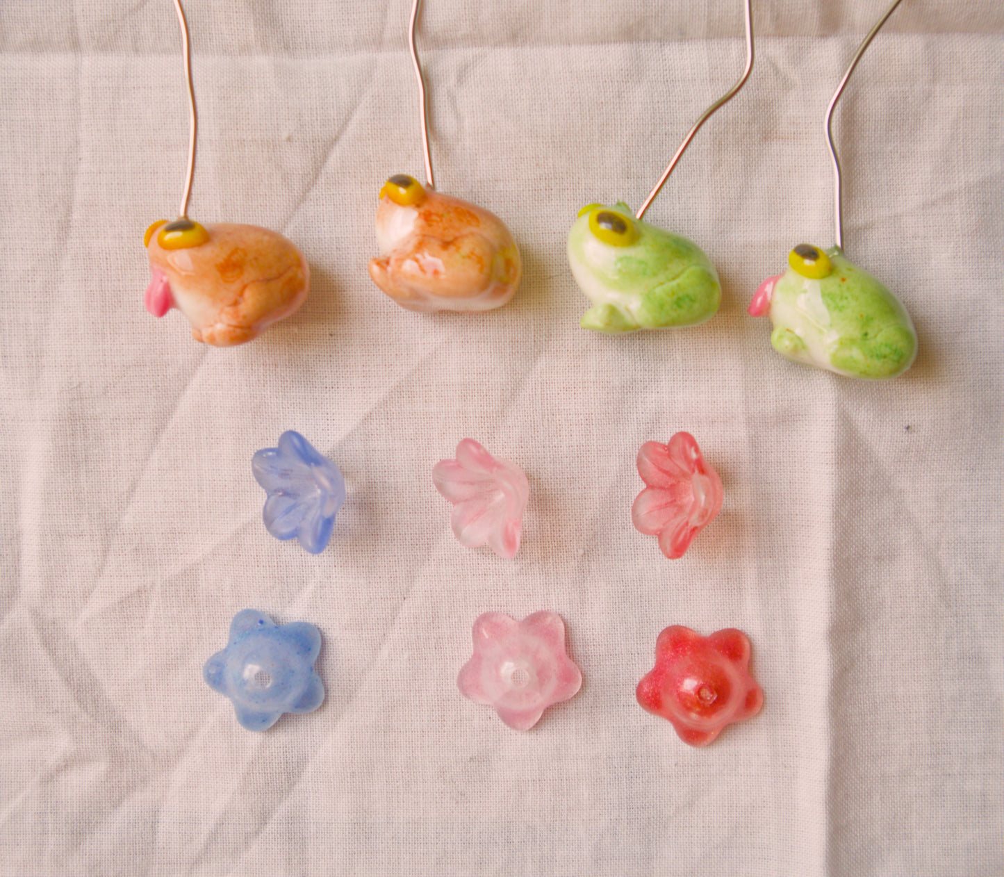 Silly Flower Frogs Earrings