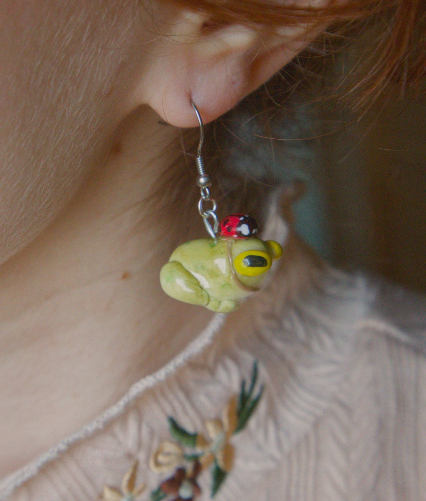 Frog and Ladybug Earrings