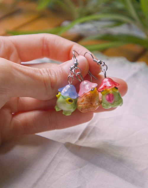Silly Flower Frogs Earrings