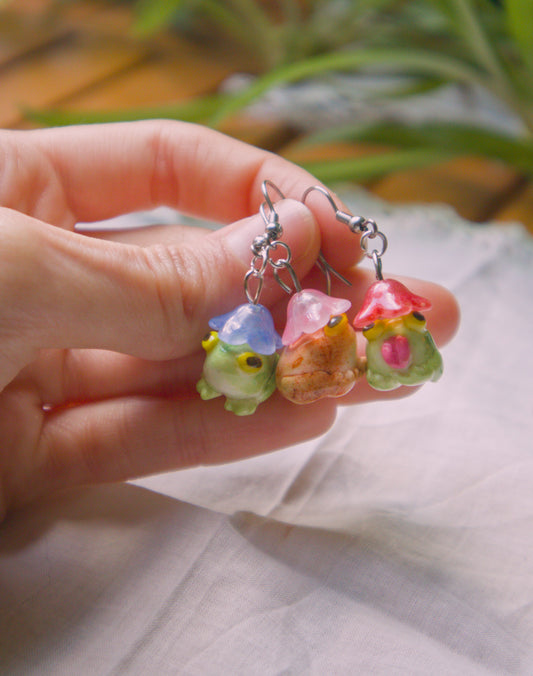 Silly Flower Frogs Earrings