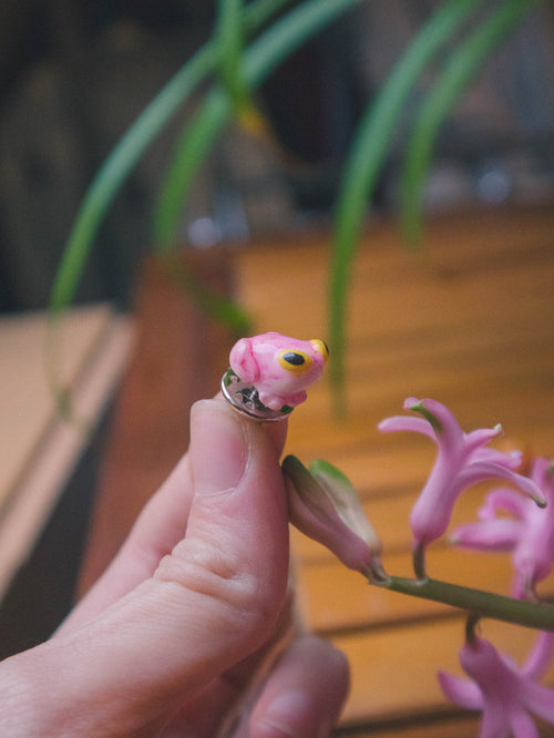 Pink and Jelly Frog Pin