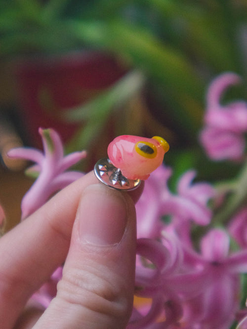 Pink and Jelly Frog Pin
