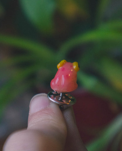 Pink and Jelly Frog Pin