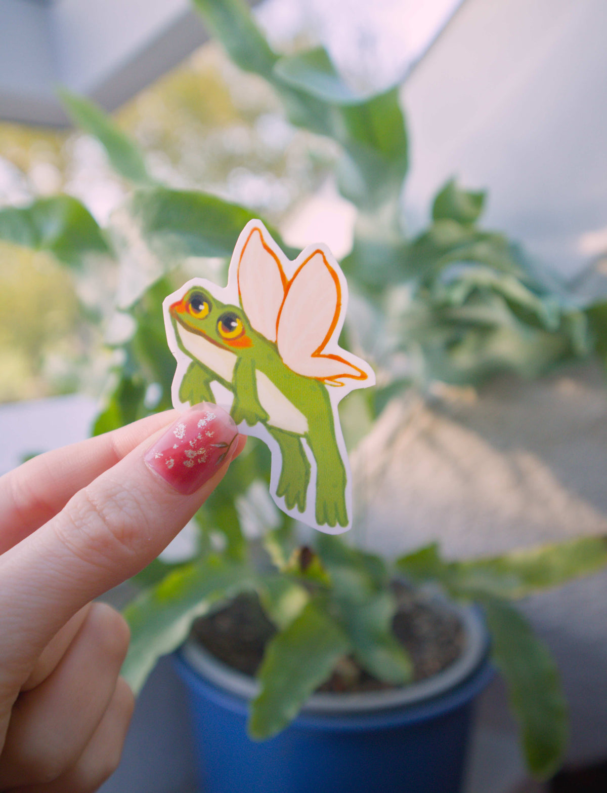 Winged Fairy Frog Sticker