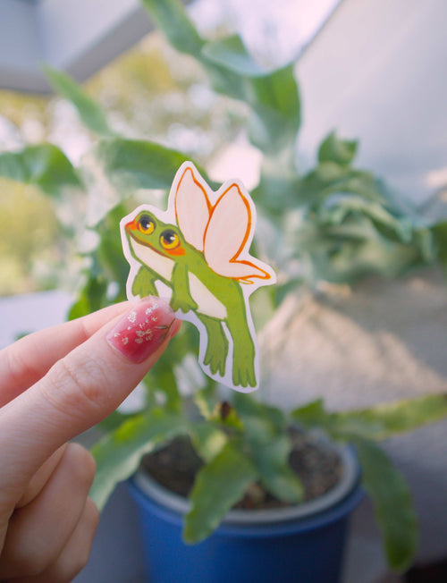 Winged Fairy Frog Sticker