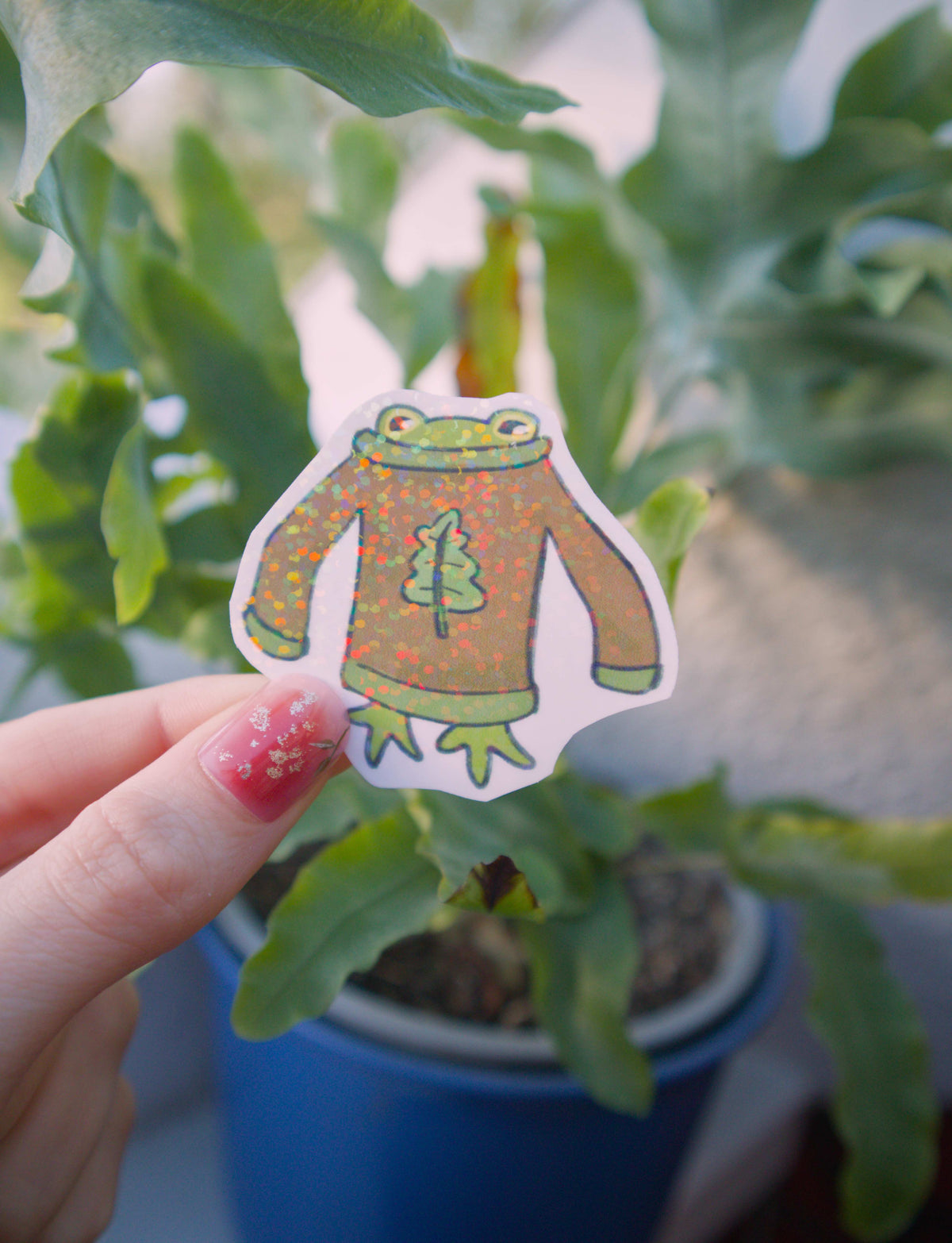 Frog in Oversized Sweater Sticker