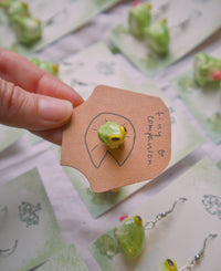 Green Frog and Brown Toad Pin